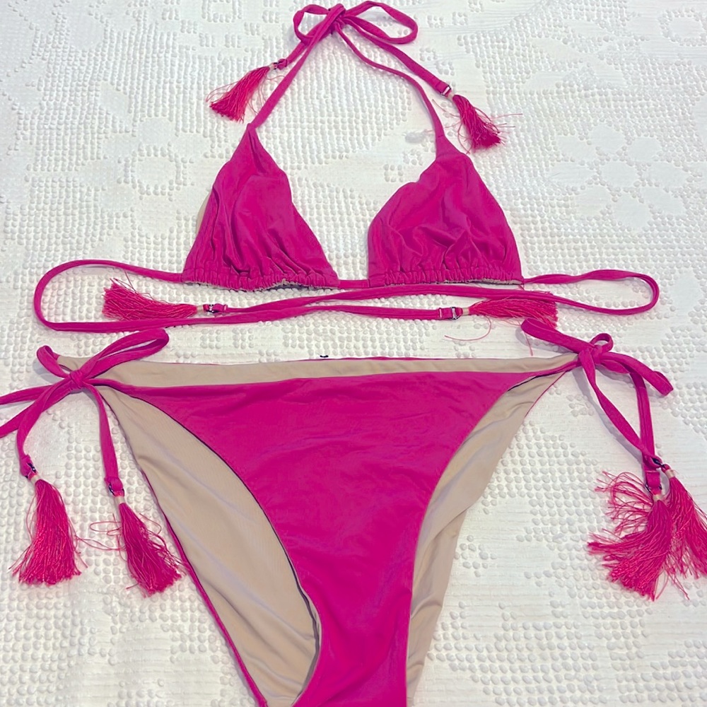Skin by Same Hot Pink Bikini w/ Tassels